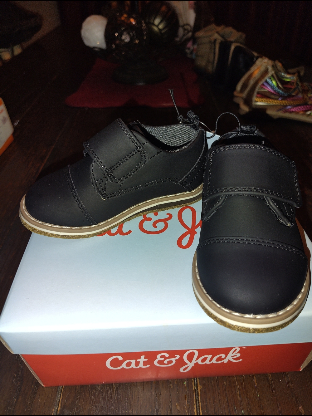 Cat & Jack Toddlers Black Hook-and-Loop Dress Shoes